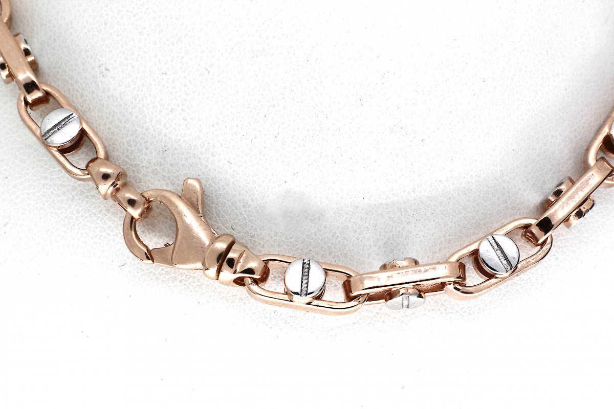 14 Karaat Rood en Witgouden Steg collier